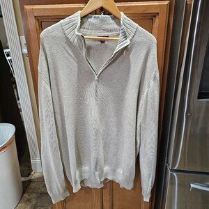 Merona XXL Men's  100% Cotton Knit 1/4 zip Mock Neck Light Gray